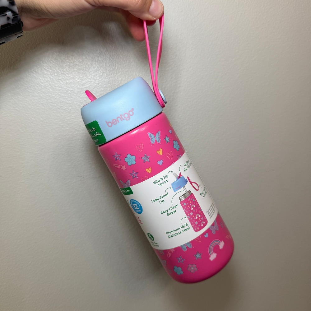 Bentgo Kids Stainless Steel Insulated Water Bottle 14oz Pink Rainbow NEW